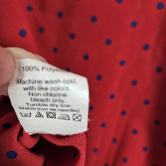 J. Crew Women's Red and Blue Polka Dot Pleated Front Blouse Size XS - Picture 7 of 8